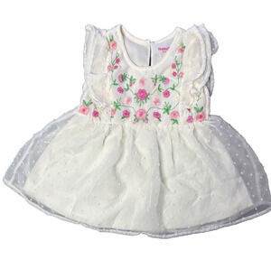 Nannette Lapore 4T Girls Dress Embroidered Flowers Tule Layer
